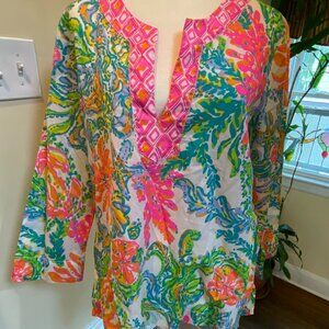 Lilly Pulitzer Amelia Island Tunic Top- Resort White Casa Marina XL